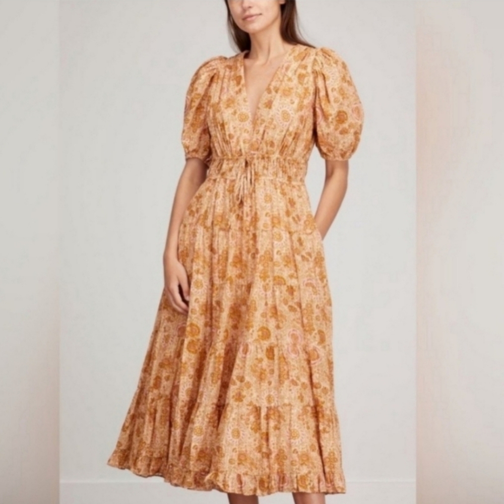 Ulla Johnson Pink and Brown Floral Dress
